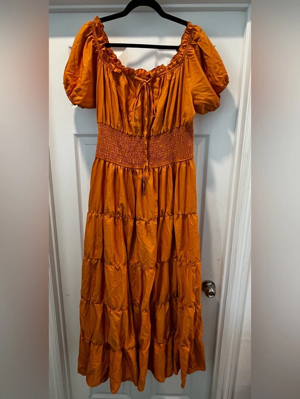 Smocked Waist Tiered Maxi Dress - Burnt Orange - Picture 2 of 3
